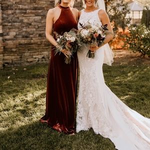 Revelry Tori Velvet Dress - Terracotta size 4